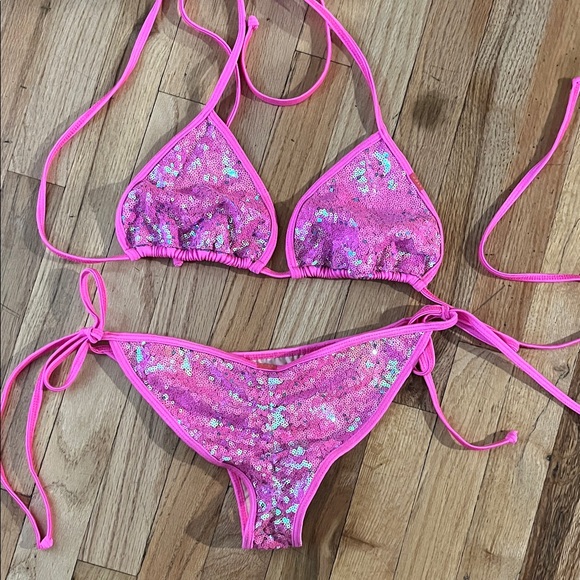 Pink Sequin Bikini Set - Picture 2 of 3